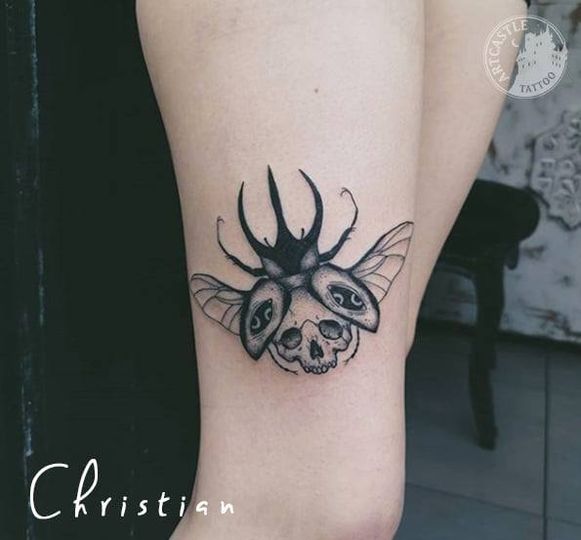ArtCastleTattoo Tattoo ArtiestChristian skull in insect Blackwork