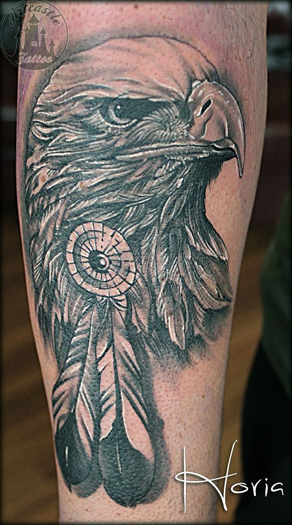 ArtCastleTattoo Tattoo ArtiestHoria Realistic Eagle head tattoo black n grey on arm BlacknGrey
