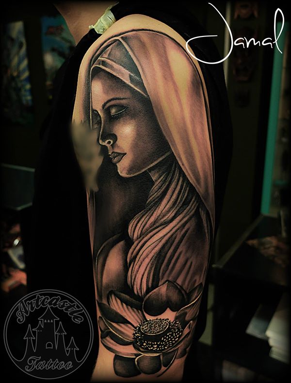 ArtCastleTattoo Tattoo ArtiestJamal Hooded Girl Half Sleeve Sleeves