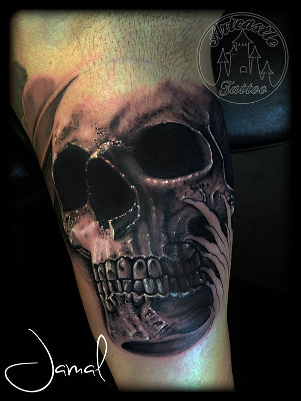 ArtCastleTattoo Tattoo ArtiestJamal Skull Black n Grey