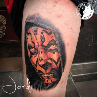 ArtCastleTattoo Tattoo ArtiestJordi Face on leg Color