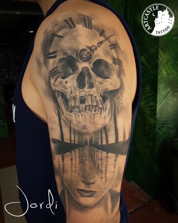 ArtCastleTattoo Tattoo ArtiestJordi Woman with skull and trees Realism