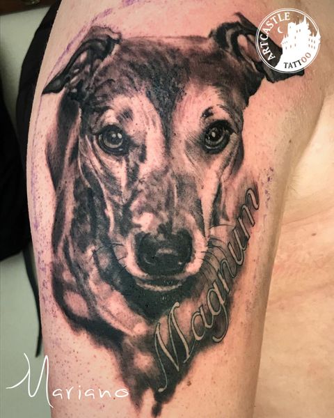 ArtCastleTattoo Tattoo ArtiestMariano Dog on upper arm