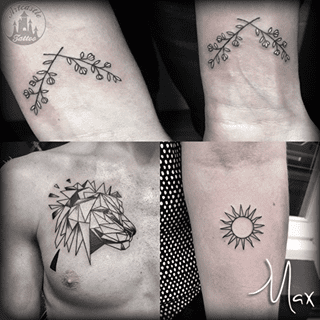 ArtCastleTattoo Tattoo ArtiestMax Small flower tattoos geometric lion on chest perfect sun tattoo blackwork Blackwork