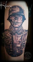 ArtCastleTattoo Tattoo ArtiestPrive Horia Black n grey dead soldier tattoo realistic Black n Grey