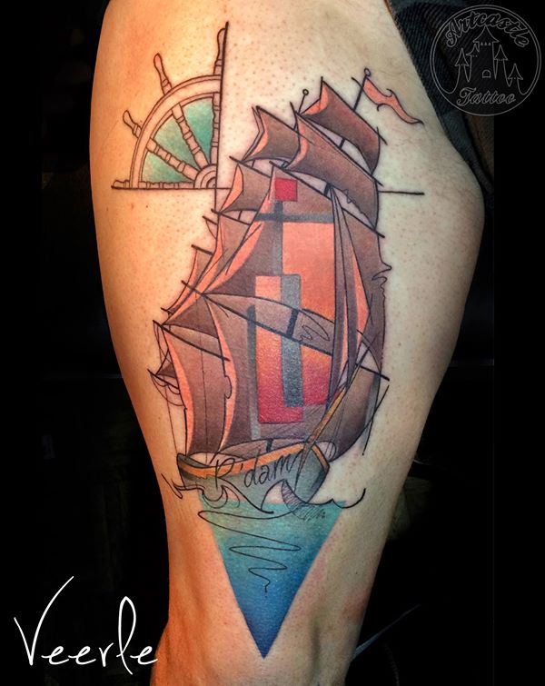 ArtCastleTattoo Tattoo ArtiestVeerle Ship Rotterdam Color