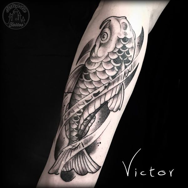 ArtCastleTattoo Tattoo ArtiestVictor Koi fish on lower arm Japans Japanese