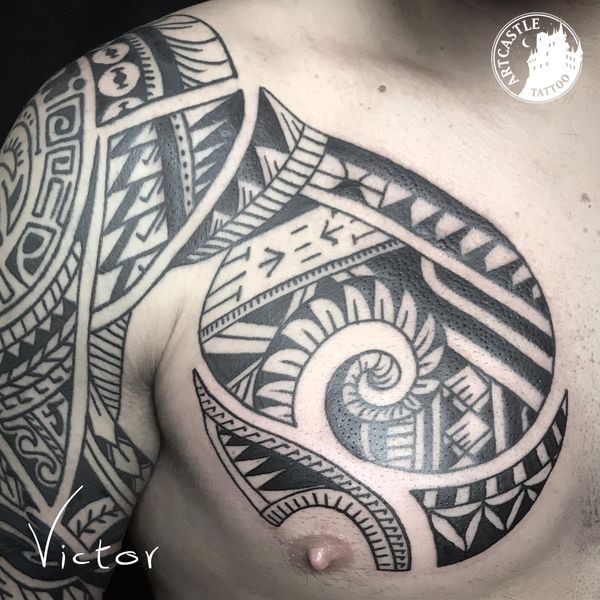 ArtCastleTattoo Tattoo ArtiestVictor Polynesian on chest